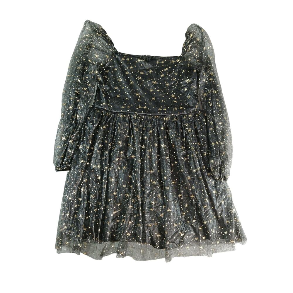 Sparkle Dress Girls Large (11/12) Black Glitter Stars Christmas New Year's Eve